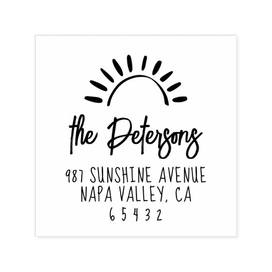 Rücksendeadresse für niedliche Boho Sun-benutzerde Permastempel (Design)