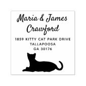 Rücksendeadresse für niedliche Cat Cursive Skriptf Permastempel (Design)