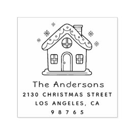 Rücksendeadresse für niedliche Kleine Hausfamilie Permastempel