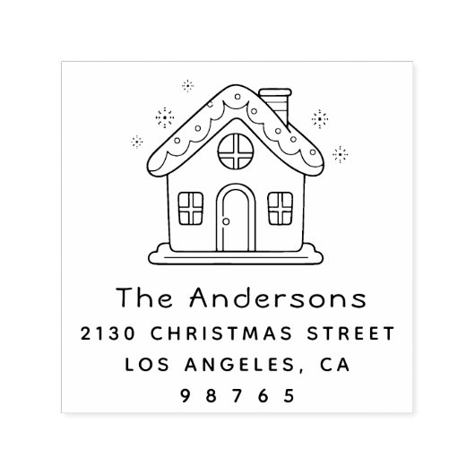 Rücksendeadresse für niedliche Kleine Hausfamilie Permastempel (Design)