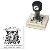 Rücksendeadresse für niedliches Tiger-Tiermonogram Gummistempel (Stempel)