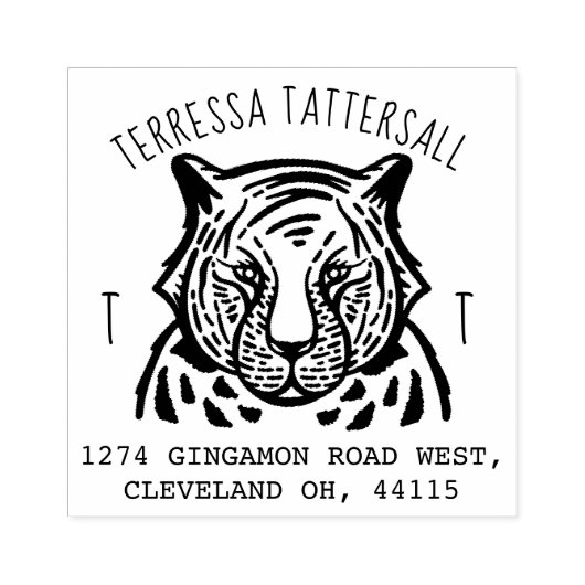 Rücksendeadresse für niedliches Tiger-Tiermonogram Gummistempel (Prägung)