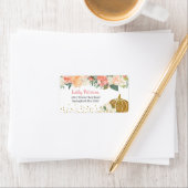 Rücksendeadresse für Peach Floral Pumpkin Adressaufkleber (Insitu)