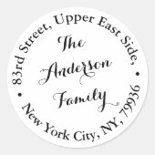 Rücksendeadresse für Personalisierten Familienname Runder Aufkleber (Vorderseite)
