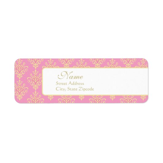 Rücksendeadresse für Rosa und Gold Damask (Vorne)