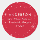 Rücksendeadresse für rote Feiertage Runder Aufkleber (Vorderseite)