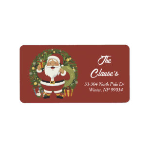 Rücksendeadresse für Santa Claus Wreath Adressaufkleber