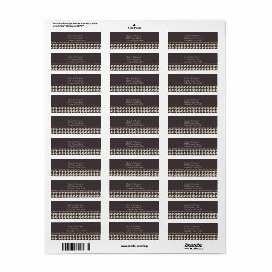 Rücksendeadresse für Schwarz/Weiß-Hahnentrittmuste (Vorne)