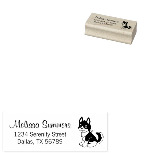 Rücksendeadresse für Schwarz-Weiß-Husky-Welpen Gummistempel (Stempel)