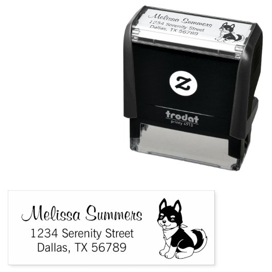 Rücksendeadresse für Schwarz-Weiß-Husky-Welpen Permastempel (Beispiel)