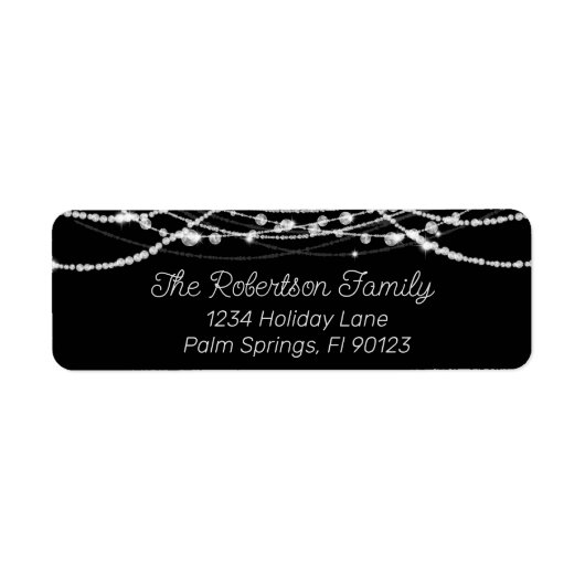 Rücksendeadresse für Schwarz-Weiß-String-Lichter (Vorne)