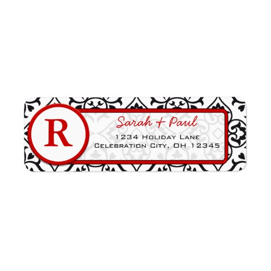 Rücksendeadresse für Schwarzes Herz, Damask Red Sc (Vorne)