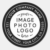 Rücksendeadresse für Schwarzweiß-Logos Runder Aufkleber (Vorderseite)