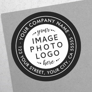 Rücksendeadresse für Schwarzweiß-Logos Runder Aufkleber