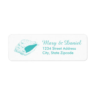 Rücksendeadresse für Seashell Beach Hochzeit (aqua