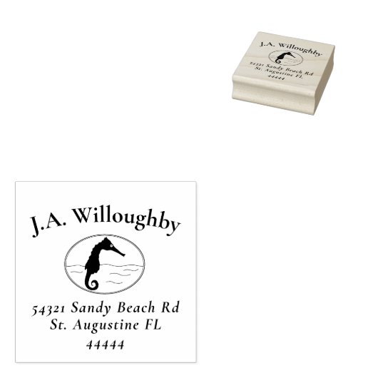 Rücksendeadresse für Seepferd Familienname Gummistempel (Stempel)