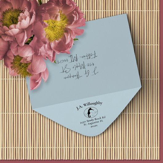 Rücksendeadresse für Seepferd Familienname Gummistempel