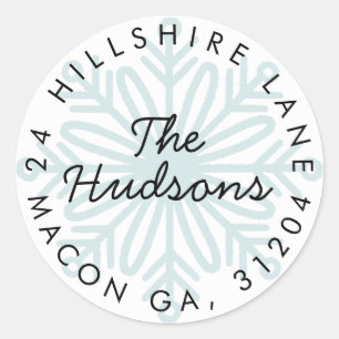 Rücksendeadresse für Snowflake Runder Aufkleber