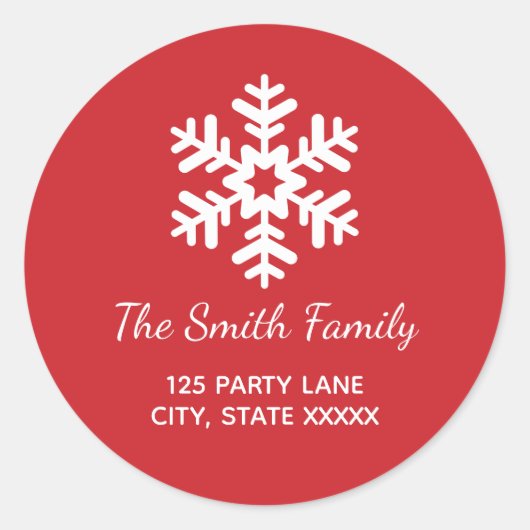 Rücksendeadresse für Snowflake Runder Aufkleber (Vorderseite)