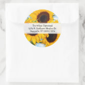 Rücksendeadresse für Sonnenblumen Runder Aufkleber (Tasche)