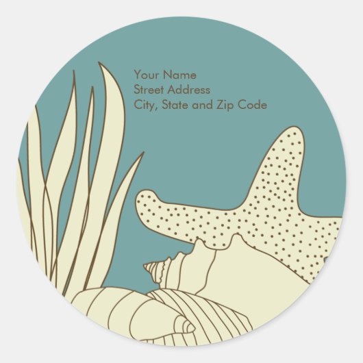 Rücksendeadresse für Strand - Creme & Blue Runder Aufkleber (Vorderseite)