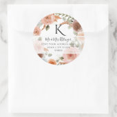 RÜCKSENDEADRESSE für TEMPLATE Monogramm Blässe Runder Aufkleber (Tasche)