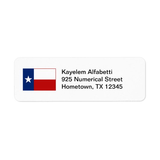 Rücksendeadresse für Texas-Flag (Vorne)