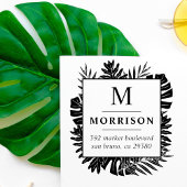 Rücksendeadresse für tropische Blätter Gummistempel