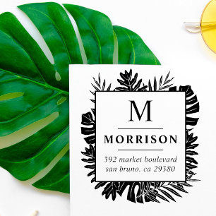 Rücksendeadresse für tropische Blätter Gummistempel