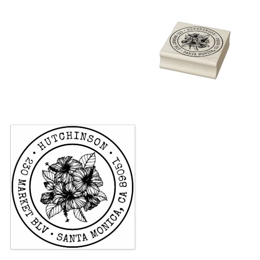 Rücksendeadresse für tropische Hibisken Gummistempel (Stempel)