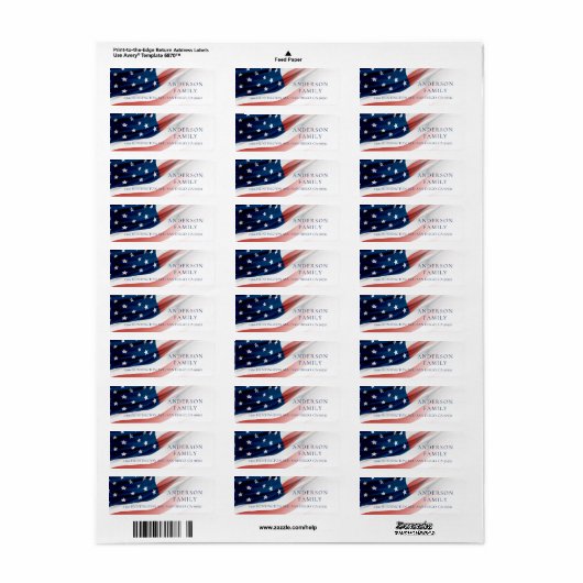 Rücksendeadresse für US Flagge (Vorne)