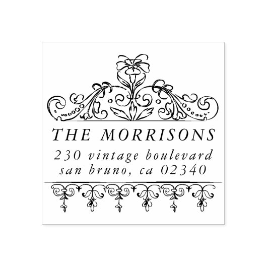 Rücksendeadresse für Vintag Geblüht Grenznachname Gummistempel (Prägung)