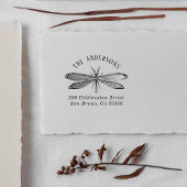 Rücksendeadresse für Vintage Libellenfamilie Gummistempel