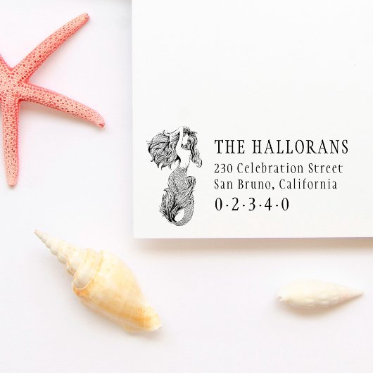 Rücksendeadresse für Vintage Mermaid-benutzerdefin Permastempel