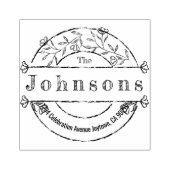 Rücksendeadresse für Vintage runde Blumenfamilien Gummistempel (Prägung)