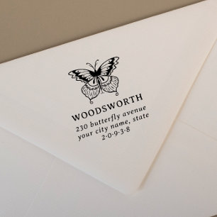 Rücksendeadresse für Vintage Schmetterlingsfamilie Permastempel