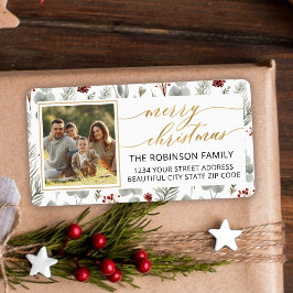 Rücksendeadresse für Weihnachtsblättern-Gold-Scrip Adressaufkleber