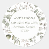 Rücksendeadresse für Winterfolien und Snowberries Runder Aufkleber (Vorderseite)