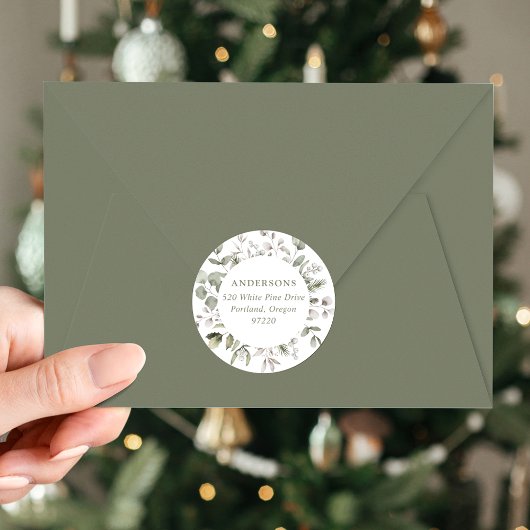 Rücksendeadresse für Winterfolien und Snowberries Runder Aufkleber