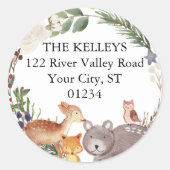 Rücksendeadresse für Winterwaldtiere Runder Aufkleber (Vorderseite)