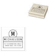 Rücksendeadresse für zeitgenössische Monogram-Fami Gummistempel (Stempel)
