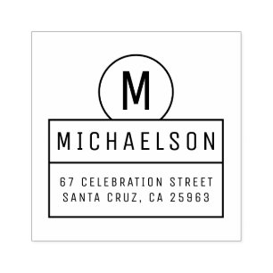 Rücksendeadresse für zeitgenössische Monogram-Fami Gummistempel