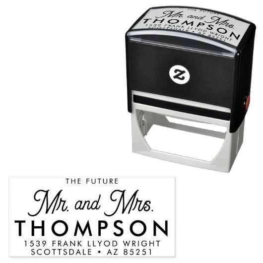 Rücksendeadresse Future Mr. und Mrs. Modern Custom Permastempel (Beispiel)