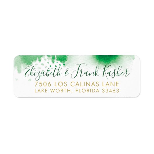 RÜCKSENDEADRESSE Gold, hellgrüne Aquarellfarbe (Vorne)