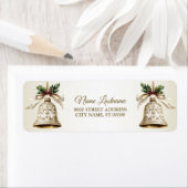 Rücksendeadresse Golden Christmas Bell Shiny Stars (Insitu)