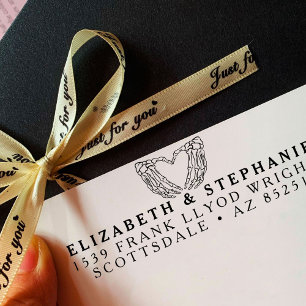 Rücksendeadresse Goth Wedding Skelett Custom Heart Permastempel