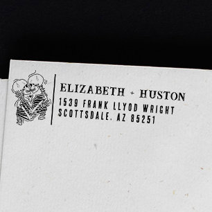 Rücksendeadresse Gothic Skelett Hochzeit maßgeschn Permastempel