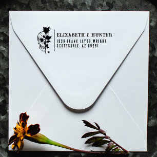 Rücksendeadresse Gothic Wedding Black Rose und Sku Permastempel