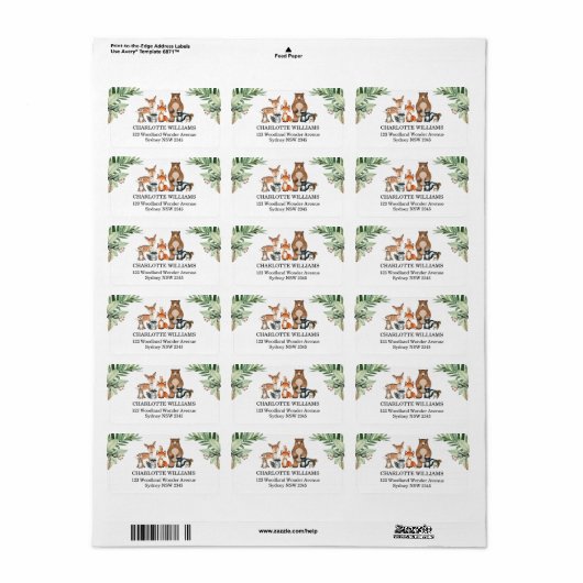 Rücksendeadresse Grünwaldtiere Adressaufkleber (Vorne)