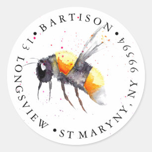 Rücksendeadresse Handmade mit Liebe Firmenname Bie Runder Aufkleber